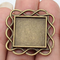 Mixed Finish Metal Square Braided Frame Bezel Tray For Jewelry Making view 3
