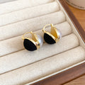 Round Flocked Drop Hoop Earrings in Black and Red Colorways view 6