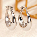 Metal U Shape Teardrop Hoop Earrings Gold And Silver Tone Pair view 1