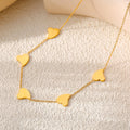 Multi Heart Station Necklace Gold Tone Titanium Steel Chain view 2