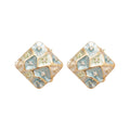 Gold Tone Mosaic Diamond Stud Earrings In Pink And Blue view 5