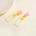 Pink Beige Acrylic Geometric Link Drop Earrings Yellow view 4