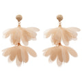 Layered Fabric Petal Drop Earrings with Reflective Details view 5