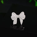Silver Pave Crystal Bow Brooch Full Rhinestone Cover view 4