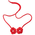 Red Crochet Flower Cord Necklace With Pearl Centers view 5