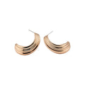 Layered Ridged Crescent Stud Earrings in Two Metal Tones view 5
