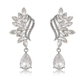 Gold Tone Champagne Leaf Curve Tassel Crystal Four Designs Metal Dangle Earrings view 6