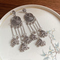 Ornate Disc and Bell Tassel Drop Earrings in Two Finishes view 7