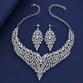 Black Silver Tone Pink Crystal Chevron Crystal Five Designs Metal Necklace and Earring Set view 3