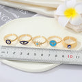 Gold Tone Enamel Evil Eye Adjustable Open Rings in Seven Designs view 2