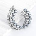 Silver Tone Wheat Wreath Pearl Look Metal Brooch Pin view 5