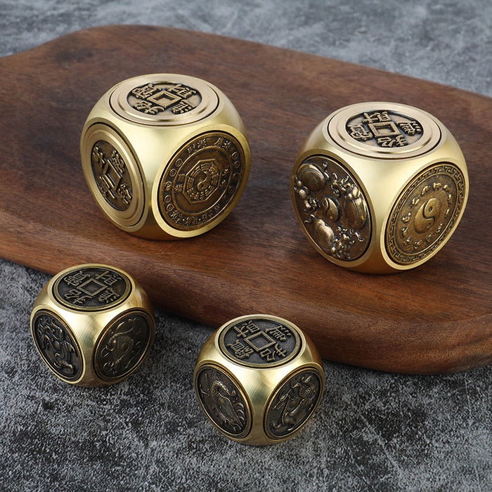 Brass Mythical Beast Rotating Cube Fidget Keychain Chinese Style Ornament