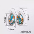 Silver Oval Turquoise Mosaic Drop Hook Earrings Multicolor view 4