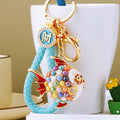 Mixed Pearl Round Fish and Jeweled Pufferfish Keychains with Fortune Loops view 4
