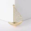Clear Crystal Sailboat Brooch in Gold or Silver Tone view 2