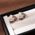 Gold and Silver Leopard Print Curved Triangle Stud Earrings view 4