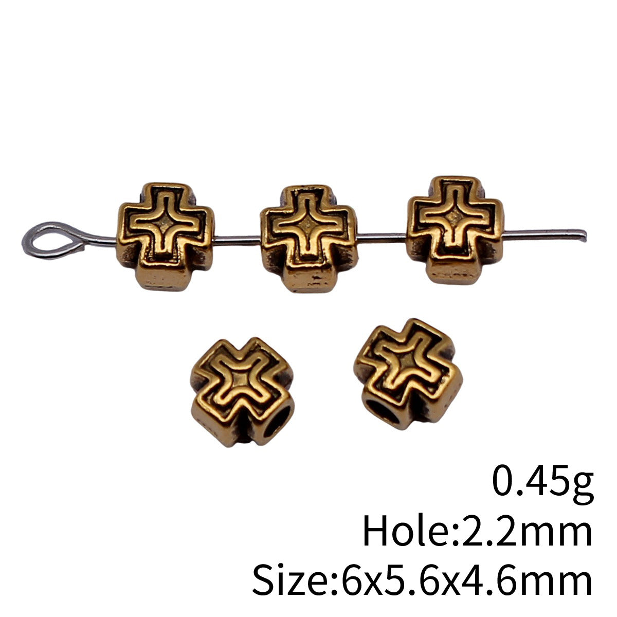 6x5.6x4.6mm 0.45g Multicolor Zinc Alloy Cross Small Hole Beads for DIY Bracelet Jewelry Accessories