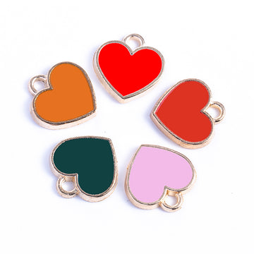 Colorful Enamel Heart Charm Pendant In Six Bright Shades For Jewelry Making