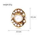 Gold Tone Flower Crystal Pearl Look Metal Brooch Pin 3.5 x 4.1 cm view 2