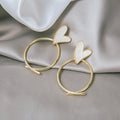 White Heart Gold Tone Open Round Statement Stud Earrings view 4