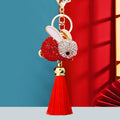 Full Crystal Rabbit Keychains in Five Colors with Matching Tassels view 1