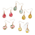 Wire Wrapped Teardrop Floral Resin Earrings 6 Styles view 5