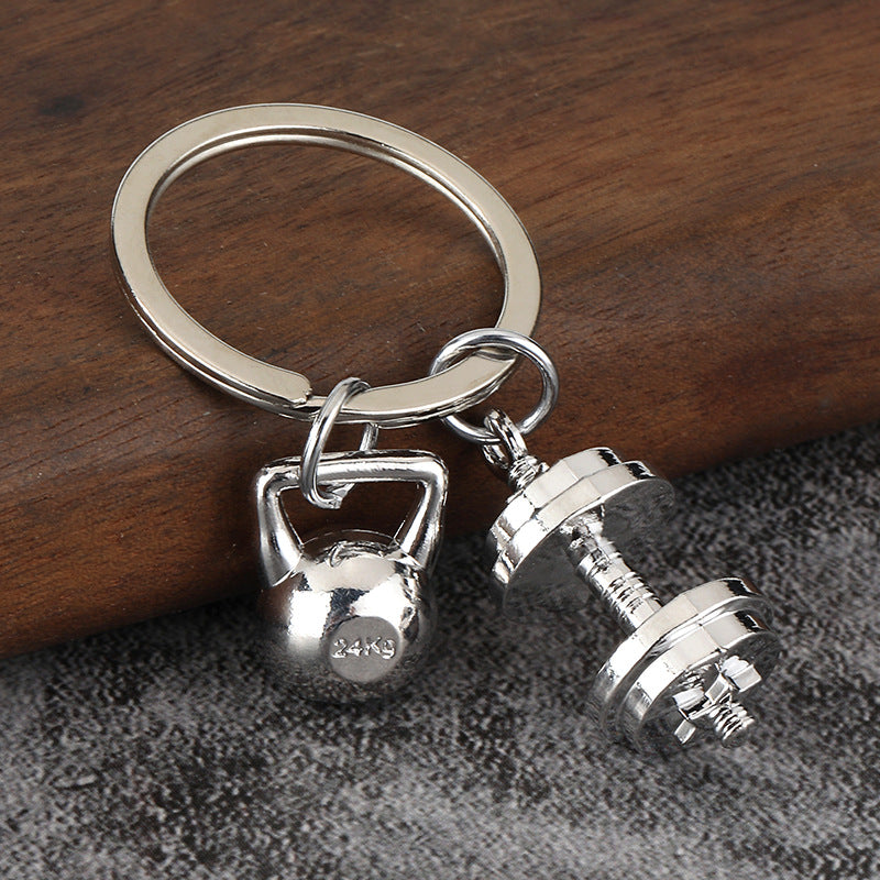 Metal Dumbbell Fitness Keychain for Gym Lovers and Couples