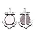 Anchor Round Cabochon Pendant Tray in Antique Silver and Antique Bronze Metal Finish view 2