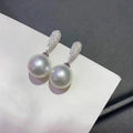 Silver Tone Pearl Ball Crystal Drop Earrings Polished Statement Fashion Jewelry view 5