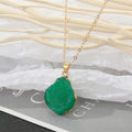 Gold Tone Irregular Druzy Style Resin Pendant Necklaces in Four Colors view 6