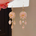Crystal Disc Chandelier Hook Earrings In Four Colors view 9