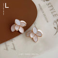 Enamel Leaf Cluster Stud Earrings Red and White Styles view 4