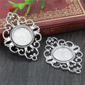 Floral Round Cabochon Connector Settings in Two Antique Finishes view 2