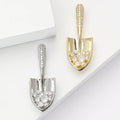 Gold Silver Crystal Pave Shovel Tool Rhinestone Brooch view 1