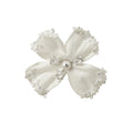 White Satin Beaded Flower Earrings and Cord Necklace view 5