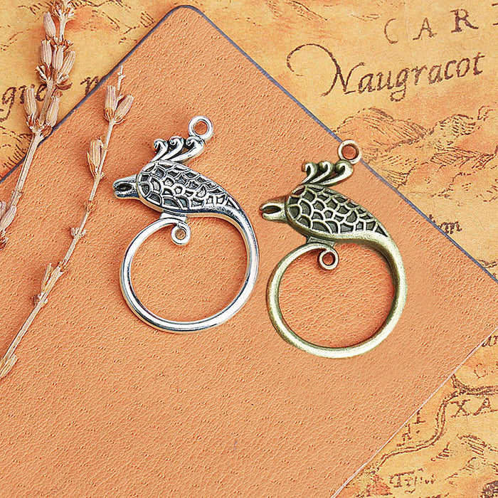 Vintage Alloy Phoenix Charm Pendant in Ethnic Style