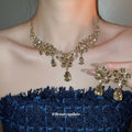 Crystal Flower Teardrop Earrings And Necklace 4 Styles view 2