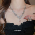 Floral Crystal Necklace and Stud Earring Jewelry Set view 2