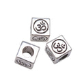 Om Symbol Square Large Hole Beads in 3 Metal Finishes for Jewelry Making view 5
