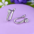 Silver Tone Round CZ Pave Lever Back Drop Earrings view 3