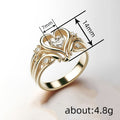 Gold-Tone Open Heart Clear Stone Scroll Finger Ring Sizes 6-10 view 4