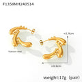 Gold Steel Triple Teardrop Geometric C Stud Earrings view 7