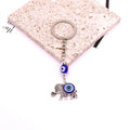 Silver Tone Elephant and Dolphin Blue Evil Eye Split Ring Keychains view 2