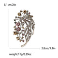 Curved Crystal Leaf Spray Brooch in Gold and Blue for Jackets and Scarves view 6