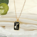 Gold Tone Rectangular Enamel Snake Card Pendant Necklaces view 7