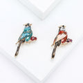 Colorful Bird Brooch Perched on a Crystal Flower Branch view 2