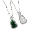 Gourd Pendant Necklaces Silver Tone White Green 2 Colors view 5