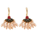 Multicolor Fan Chandelier Earrings With Beaded Fringe view 5