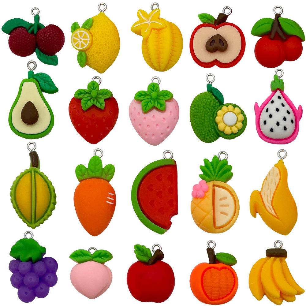 Acrylic Avocado Watermelon Lemon Banana Fruit Charm Pendant for DIY Bracelet Necklace