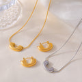 Gold Steel U Shape Pendant Snake Chain Necklace Hoops view 4